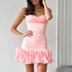 Pleated skirt dress short