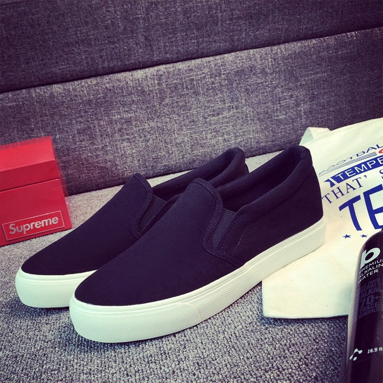 Strapazierfähige Slip-on-Plateau-Canvas-Schuhe für Herren im koreanischen Stil