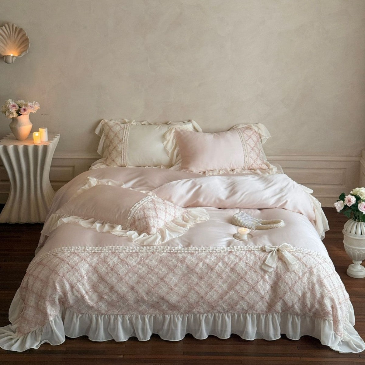 Haute Pearl TENCEL Bedding Set - White Romance