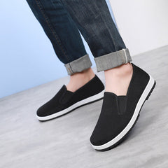 Men's Cloth Thick Bottom Black Army Single-phase Canvas Shoes