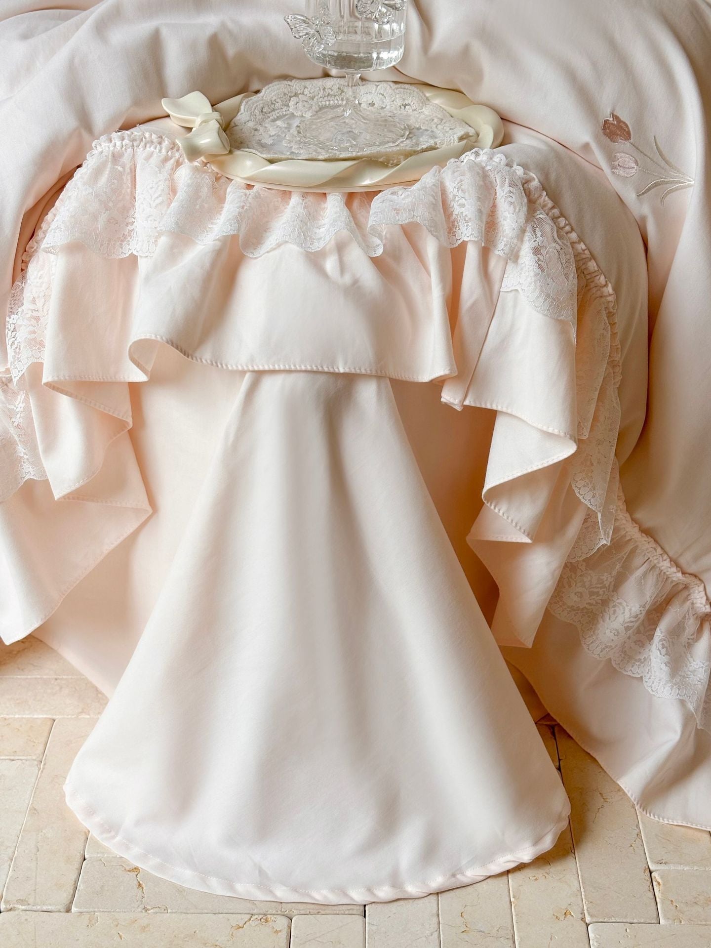 Chiffon Lace Princess Bedding Set - French White