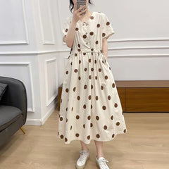 Slimming A-Line Simple Polka Dot Dress