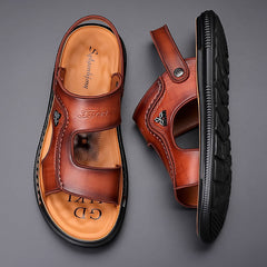 Men's First Layer Cowhide Beach Open Sandals