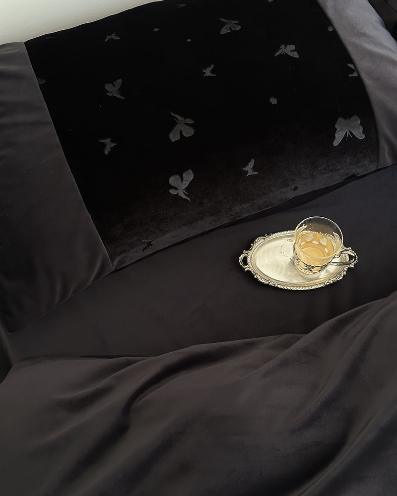 Lilou Velvet Butterfly Bedding Set - Pink Blush