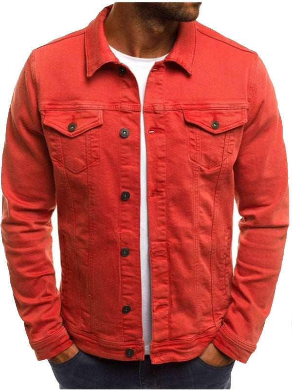 Denim Jacket Slim Fit Button Work Jacket