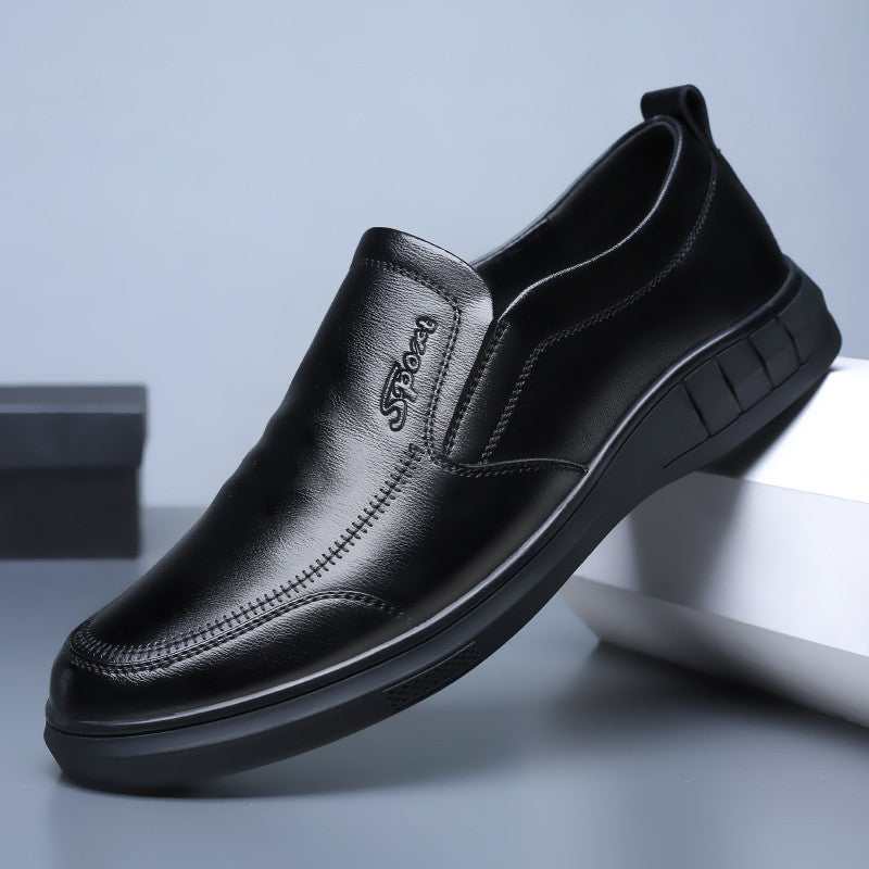 Zapatos casuales negros puros sin cordones y con suela suave para hombre