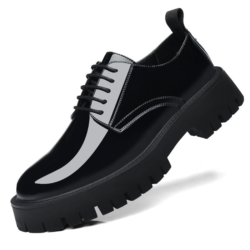 Zapatos casuales de piel de vaca estilo británico de otoño con cabeza grande para hombre