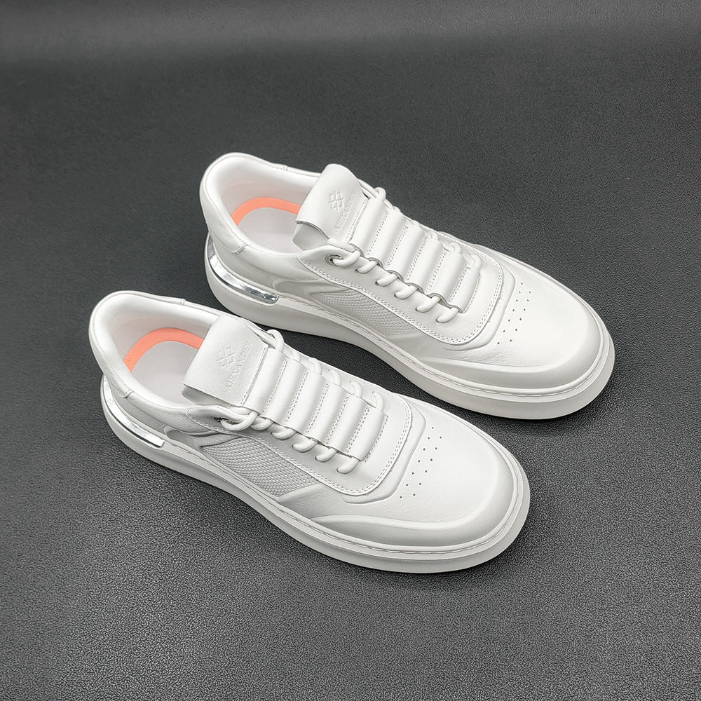 Men's White Genuine Soft Bottom Skateboard Sneakers