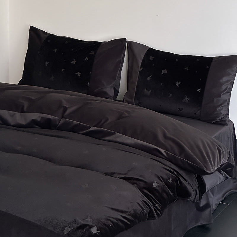Lilou Velvet Butterfly Bedding Set - Pink Blush