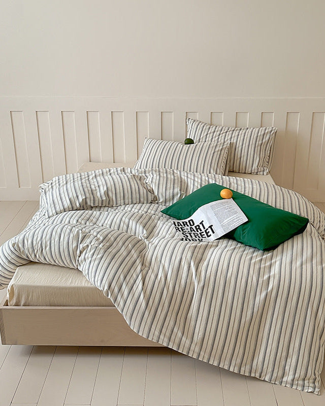 Parker Minimalist Striped Bedding Set - Red