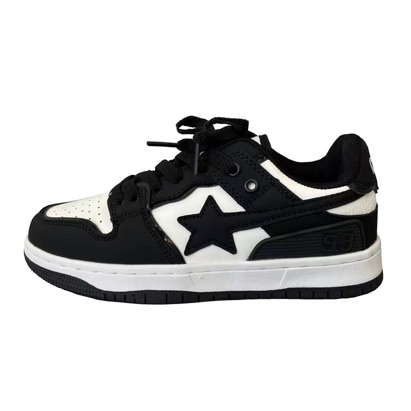 Men's And White Contrast Color Star Pattern Lovers Wild Sneakers