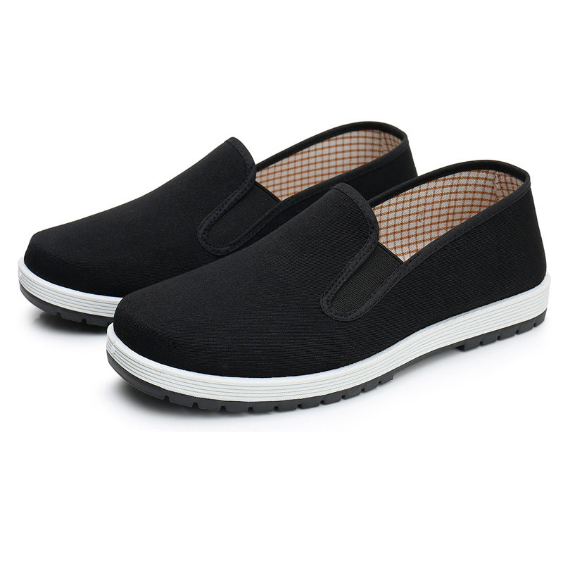 Men's Cloth Thick Bottom Black Army Single-phase Canvas Shoes