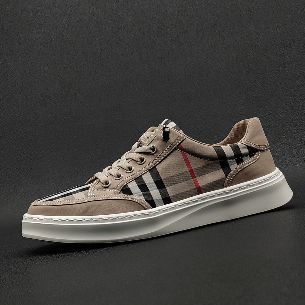 Men's Soft Bottom Skateboard Fashionable Checked Sneakers