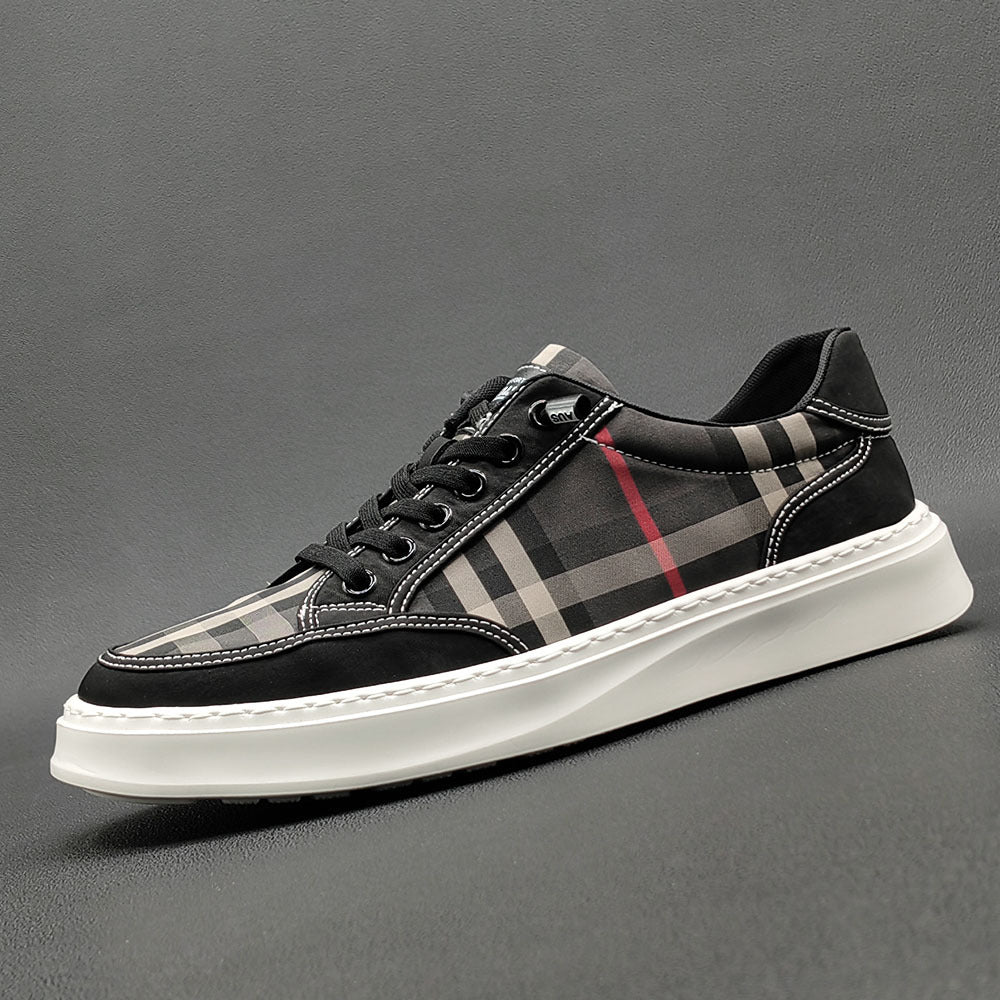 Men's Soft Bottom Skateboard Fashionable Checked Sneakers