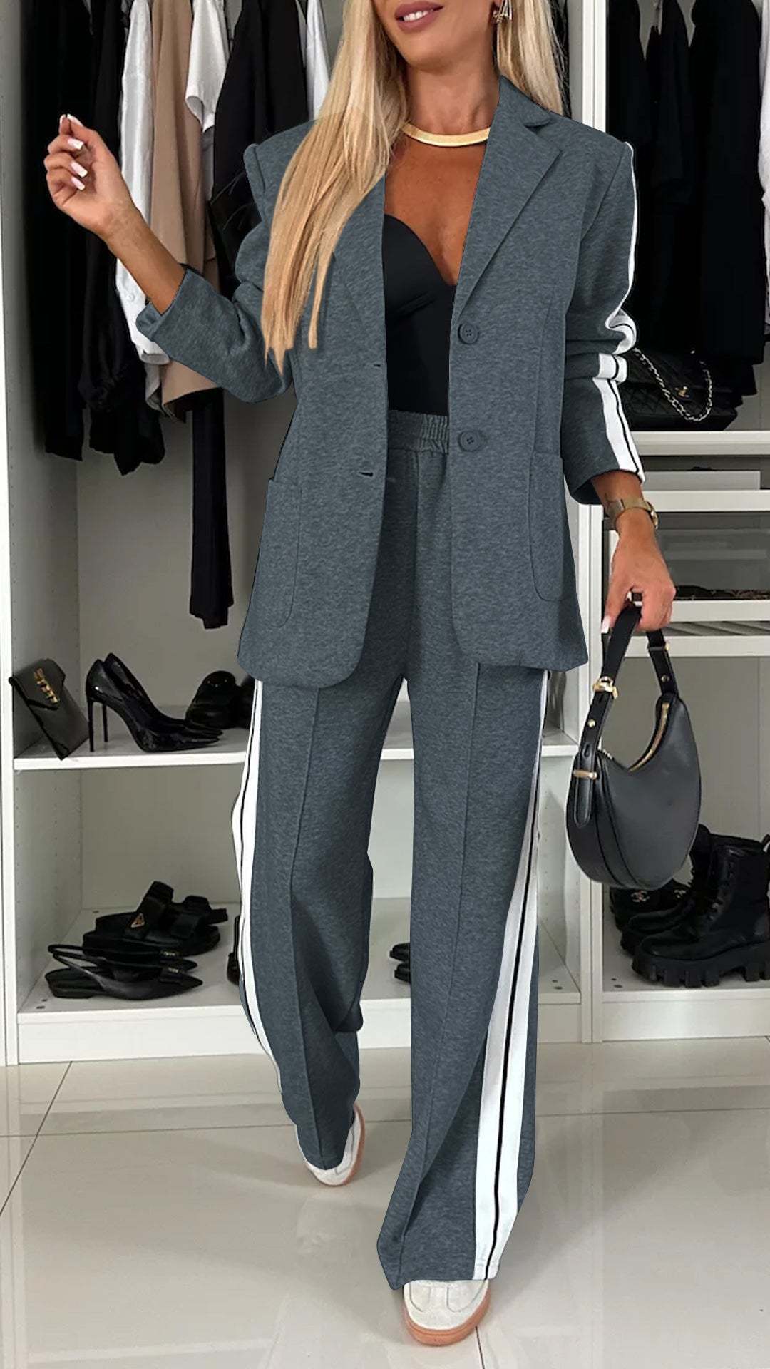 Long-Sleeved Lapel Casual Suit