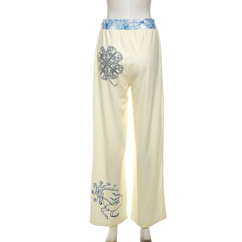 Contrast Graffiti Loose Sweatpants