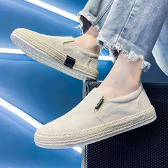 Glamorous Men's Thin Breathable Flat Slip-on Canvas Shoes