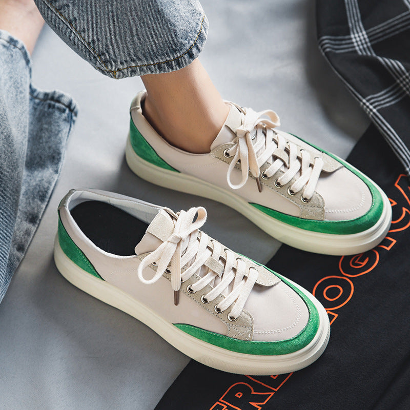 Zapatos de lona de primavera con tablero de colores en contraste para hombre