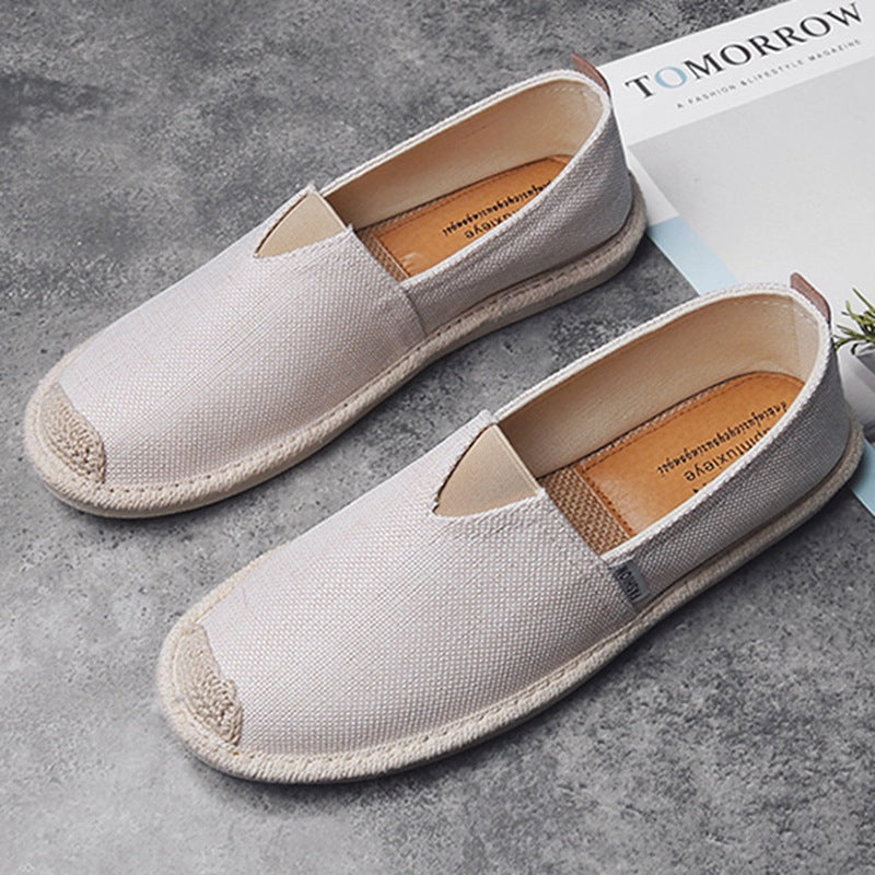 Men's Slip-on Trendy Linen Korean Style Breathable Old Canvas Shoes