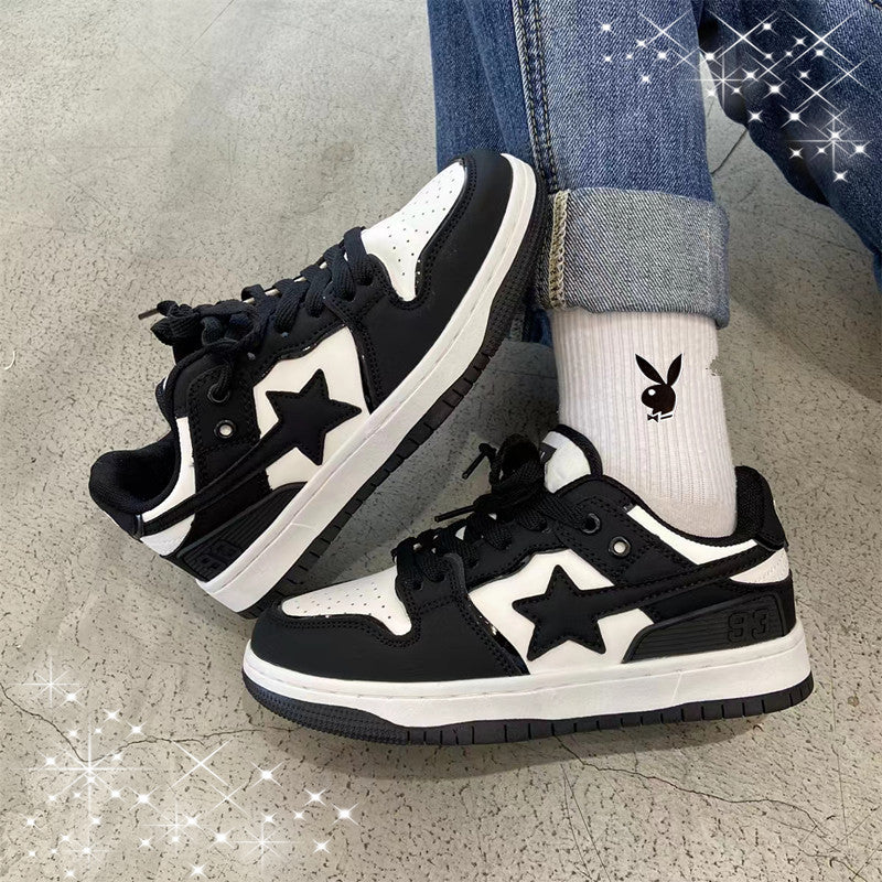 Men's And White Contrast Color Star Pattern Lovers Wild Sneakers