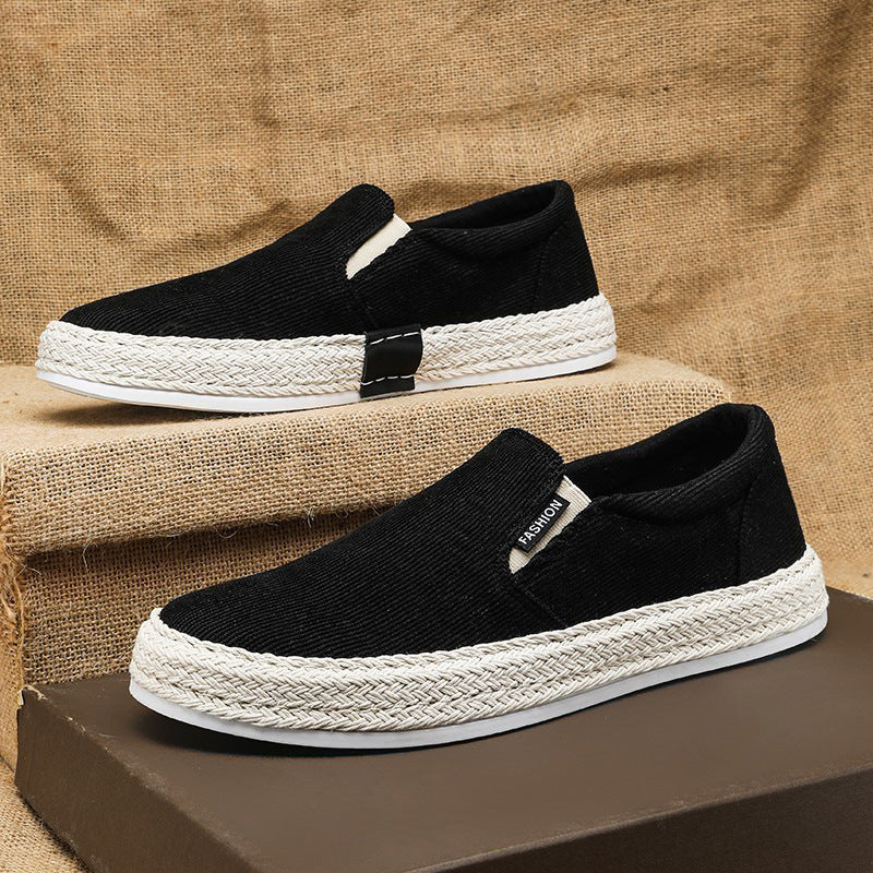 Glamorous Men's Thin Breathable Flat Slip-on Canvas Shoes