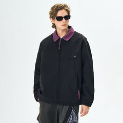 Stand Collar Zip-Up Plain Bomber Jacket