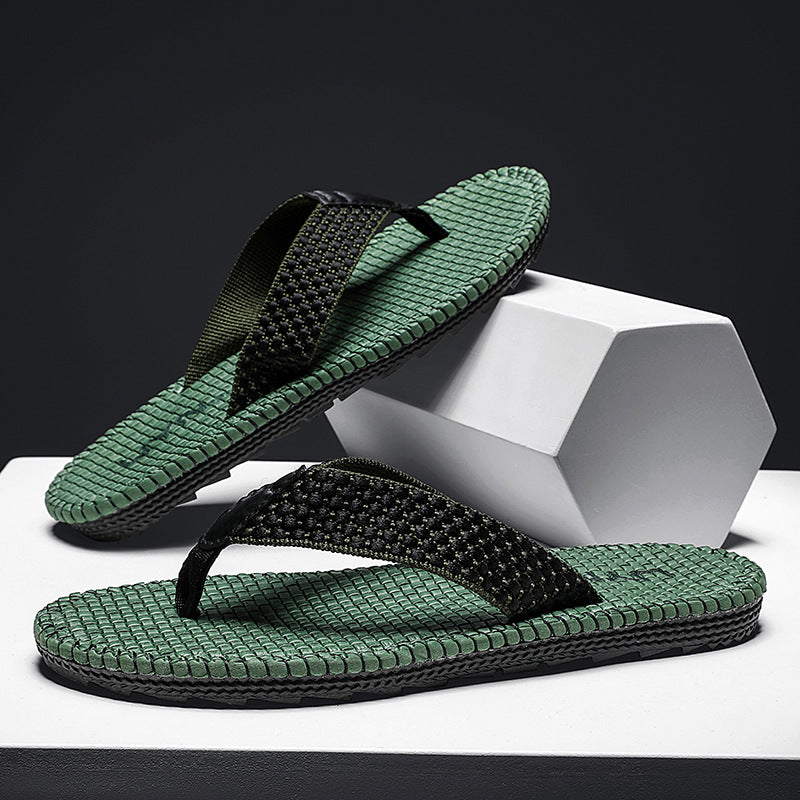 Chanclas de verano para hombre, sandalias suaves tejidas con personalidad para exteriores