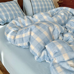 Camille French Plaid Bedding Set - Blue