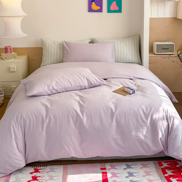 Chloe Pastel Candy Cotton Bedding Set - Pink Plaid