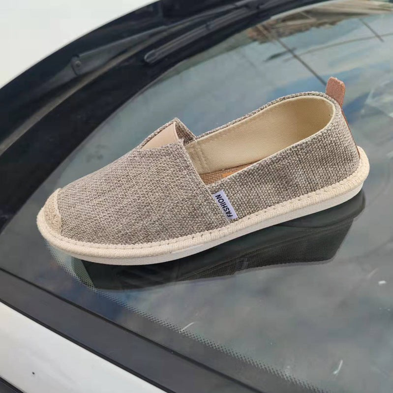 Herren Slip-on Trendy Leinen Koreanischer Stil Atmungsaktive Alte Segeltuchschuhe