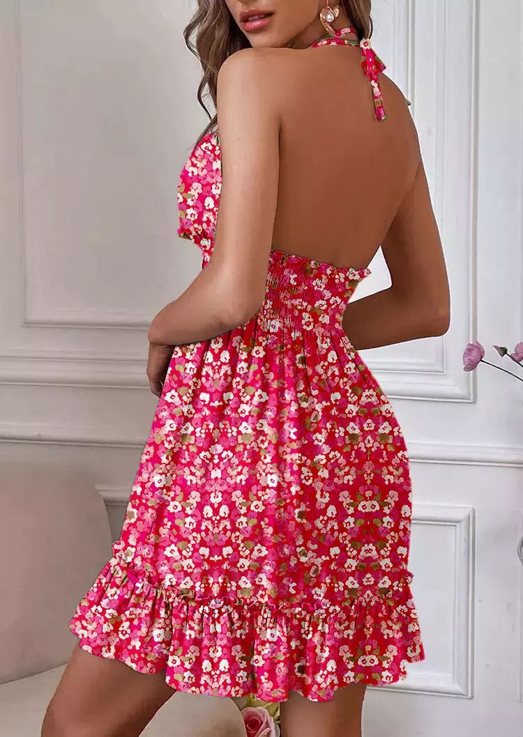 Sexy Printed Deep V Waist Dress