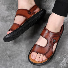 Men's First Layer Cowhide Beach Open Sandals