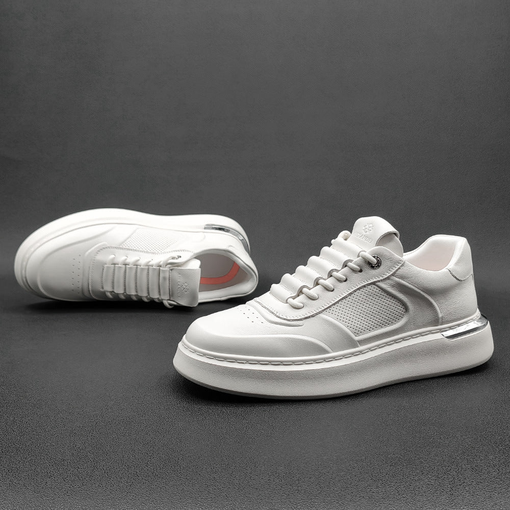 Men's White Genuine Soft Bottom Skateboard Sneakers