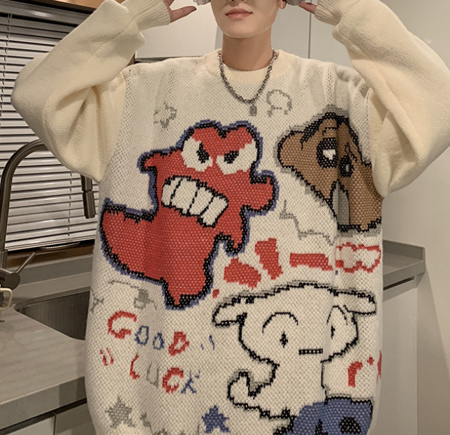 Colorful Graffiti Cartoon Knit Sweater