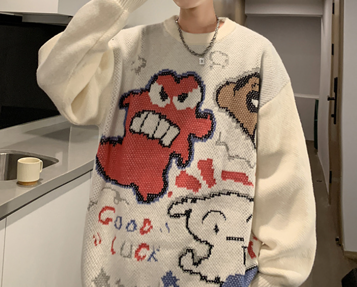 Colorful Graffiti Cartoon Knit Sweater