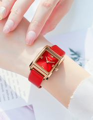 Reloj elegante para niña con correa de cuero resistente al agua 
