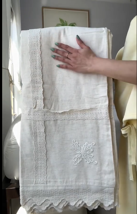 Fontainebleau Linen Cotton Embroidered Floral Bedding Set