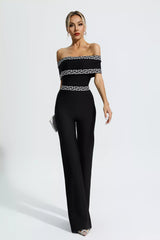 Black Printed Bandage Jumpsuit