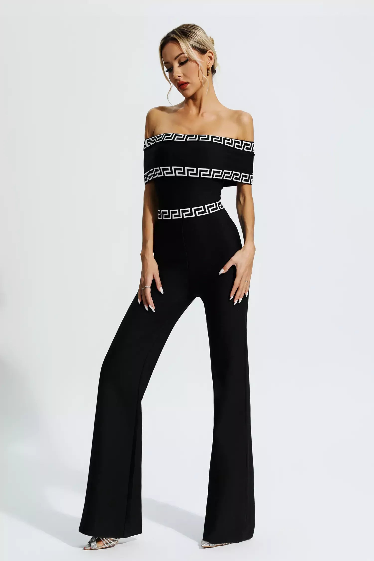 Black Printed Bandage Jumpsuit