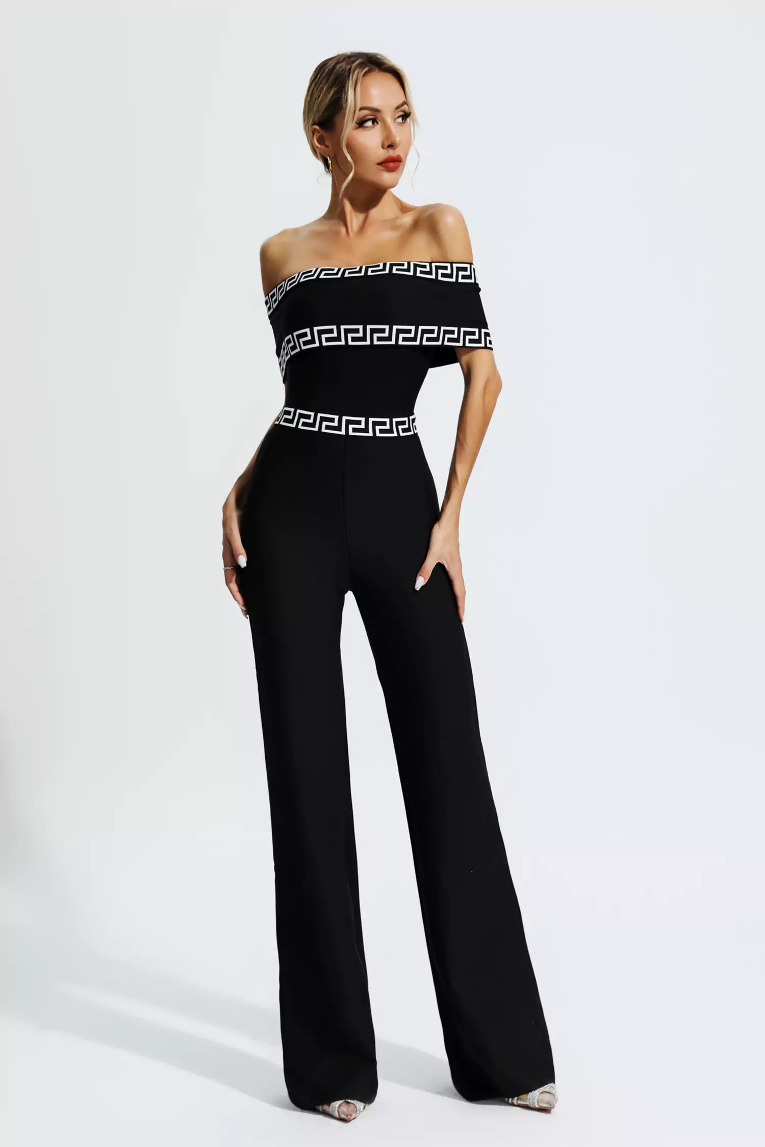 Black Printed Bandage Jumpsuit