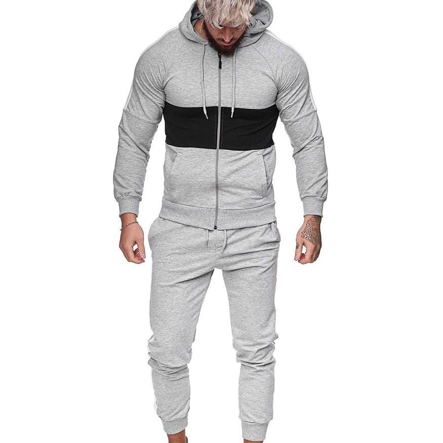 Men Fall Color Block 2 Pieces Sweatsuits