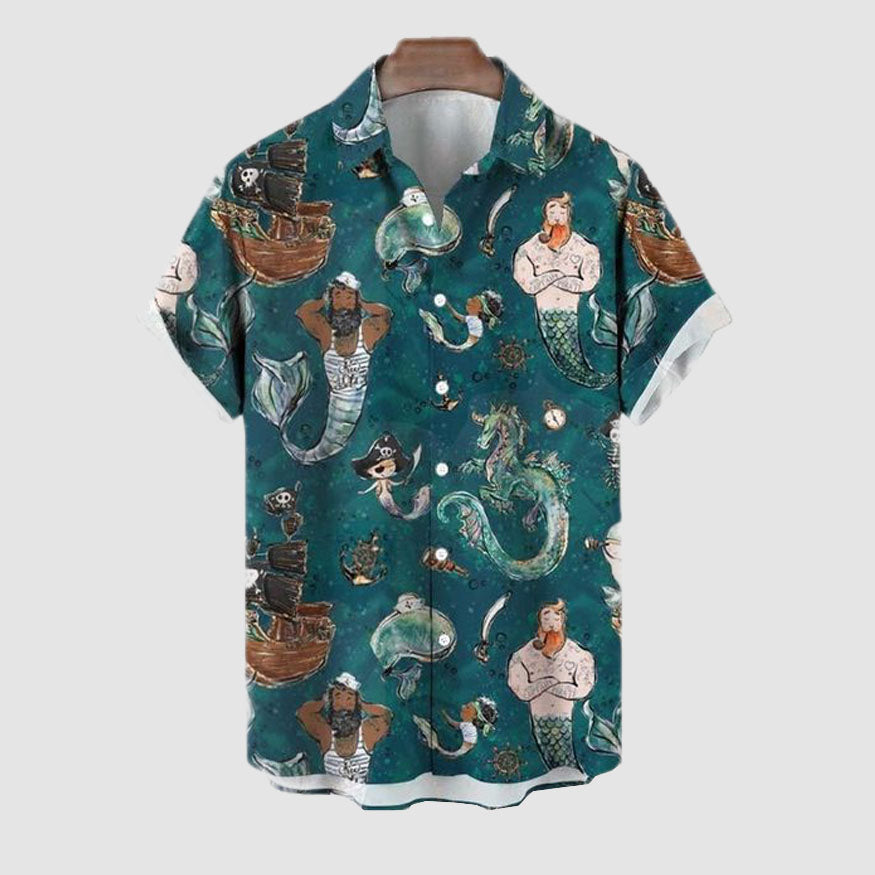 Camisa de verano con estampado azul marino