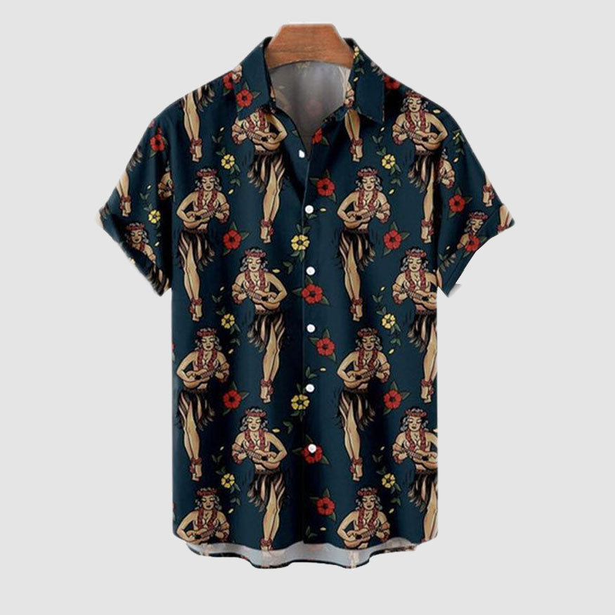 Navy Print Summer Shirt