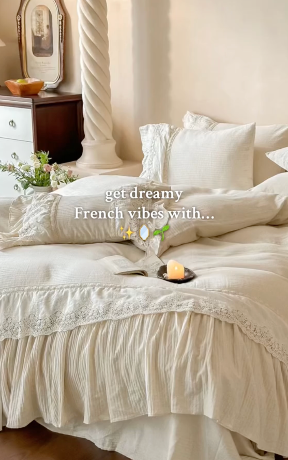 Amelie Lace Embroidered Linen Cotton Bedding Set