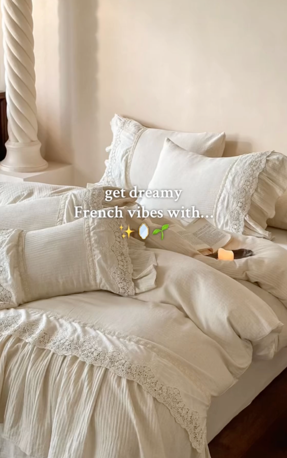 Amelie Lace Embroidered Linen Cotton Bedding Set