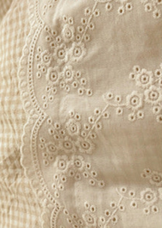 Sophia Gingham Lace Washed Cotton Bedding Set - Gray