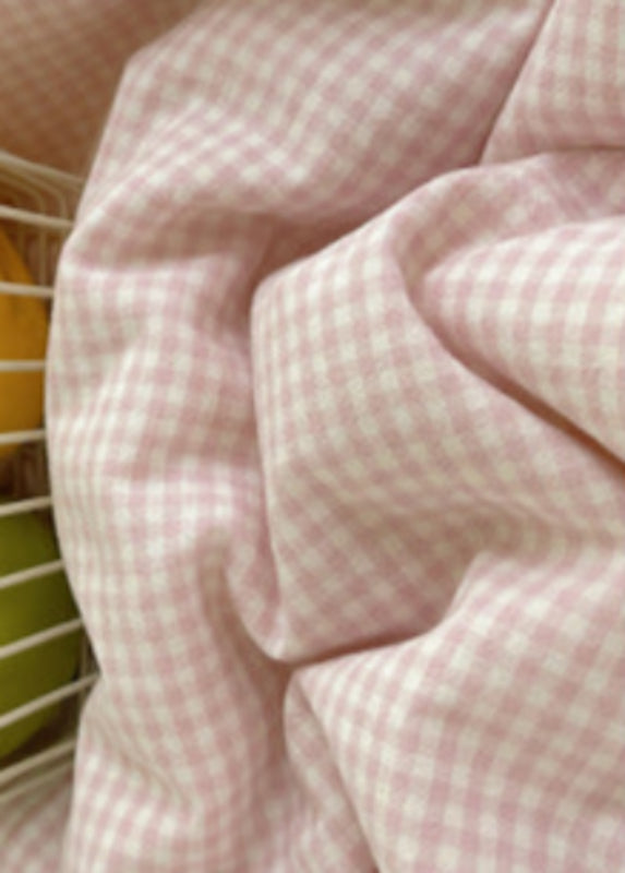 Sophia Gingham Lace Washed Cotton Bedding Set - Yellow