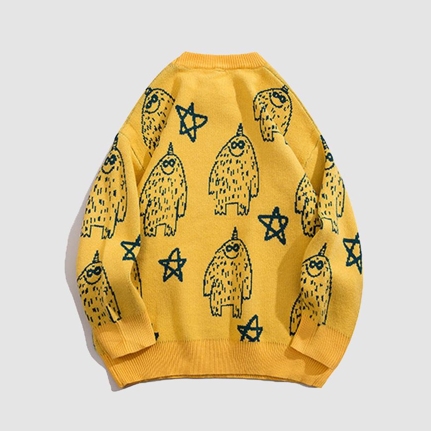 Cartoon Embroidered Pattern Sweater