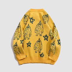 Cartoon Embroidered Pattern Sweater