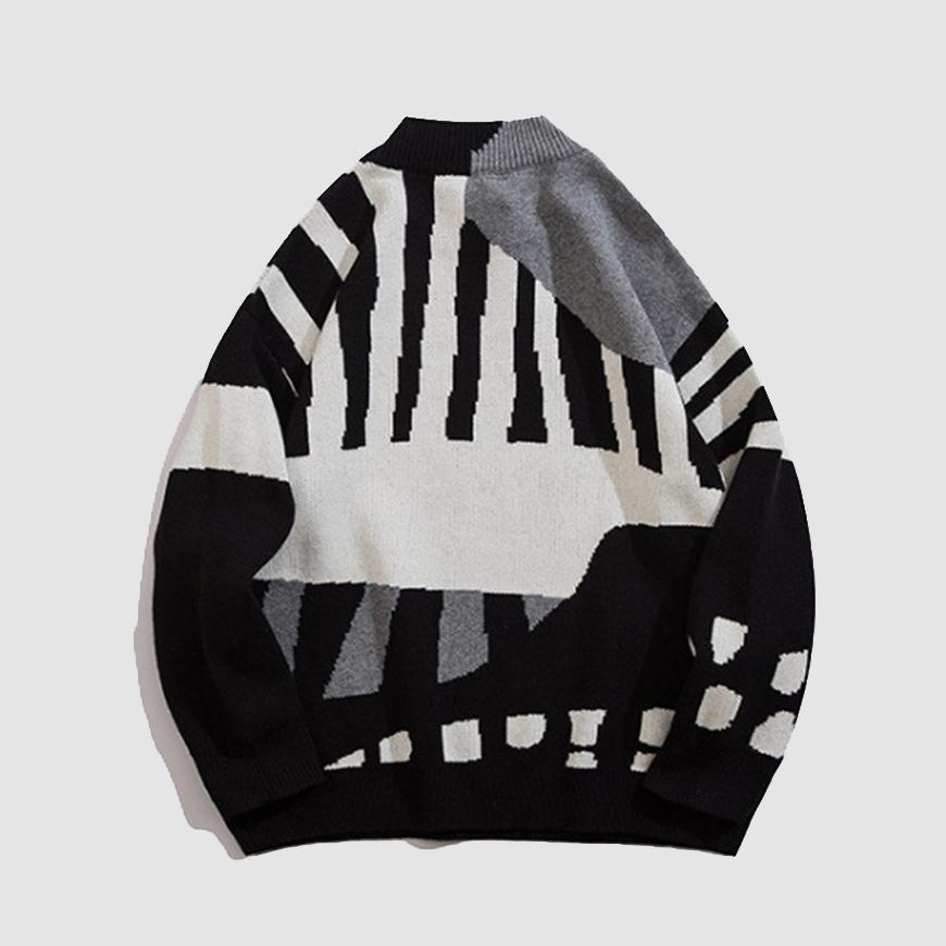 Strickpullover mit Farbblock-Print